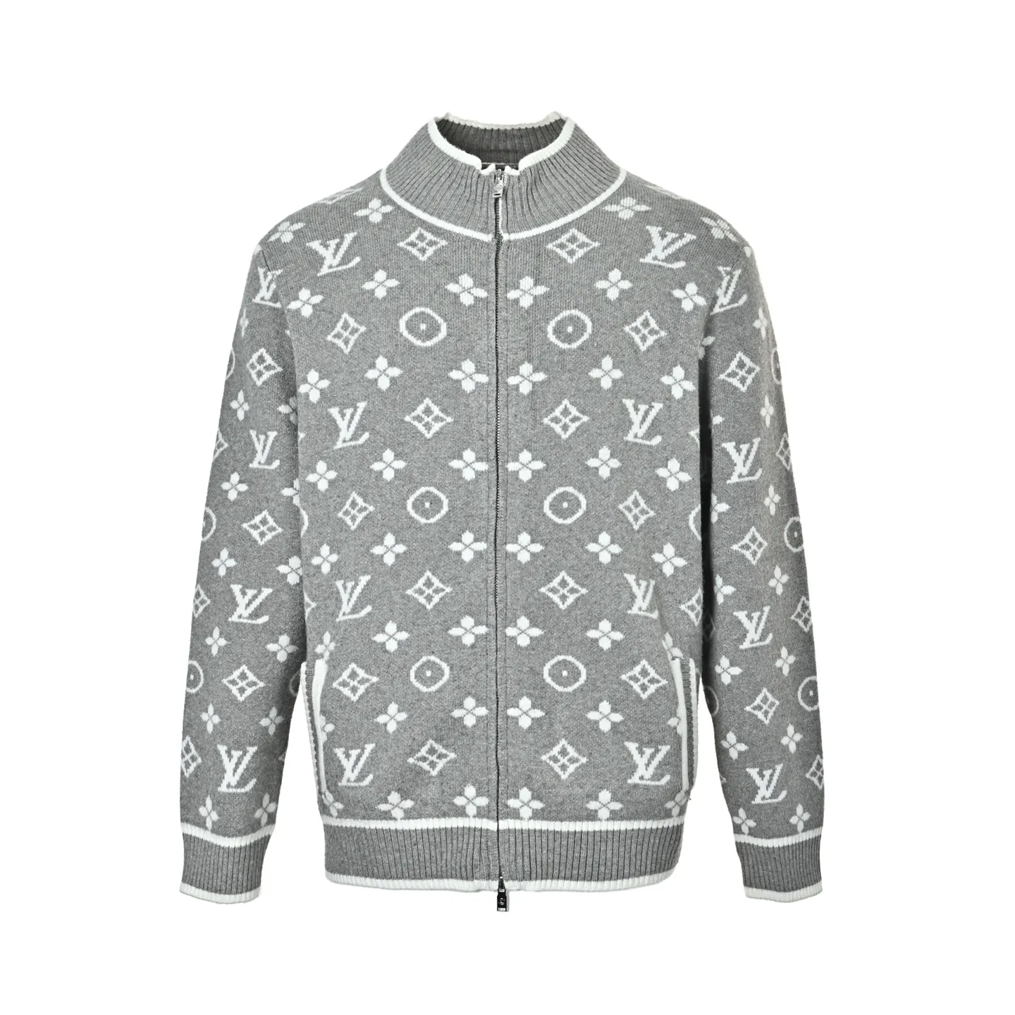 Louis Vuitton/Louis Vuitton all-over printed old flower logo jacquard zipper sweater jacket